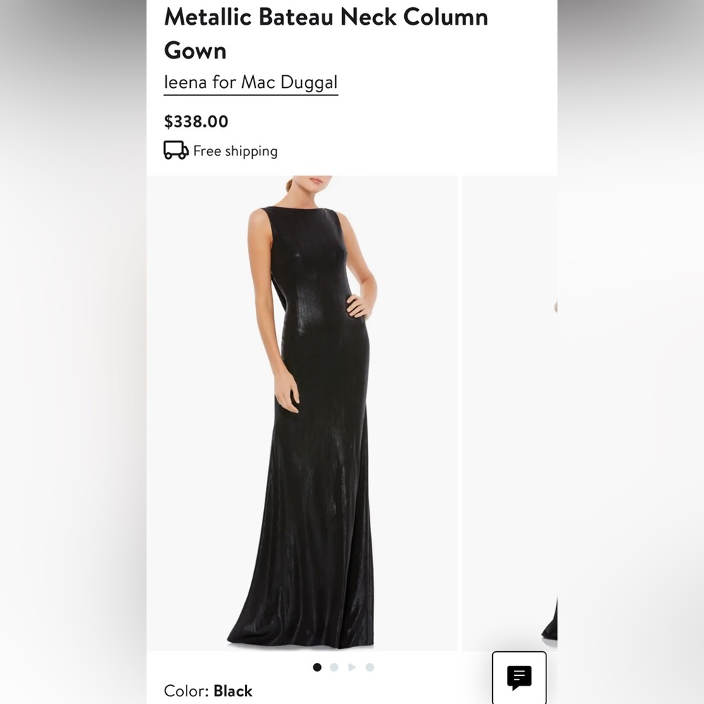 Mac Duggal | Black | Metallic Bateau Neck Column Gown | Size 8